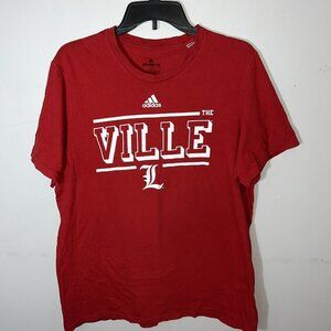 Amplifier Tee Adidas Louisville Cardinals Short Sleeve Shirt Red Basketball Sz L